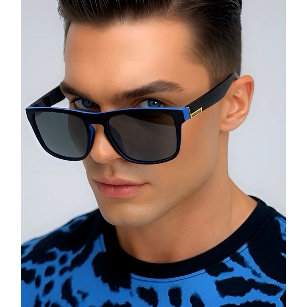 Men's Polarized Sunglasses Black Blue Sport Wrap Frame UV Protection Lentes 2026